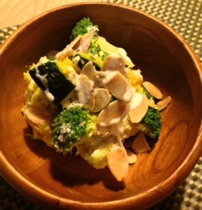 【副菜】かぼちゃとブロッコリーのチーズドレッシングサラダ